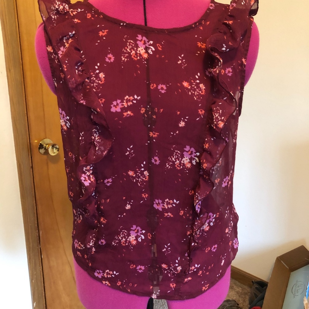 Maroon Ruffle Tank - Picture 3 of 5